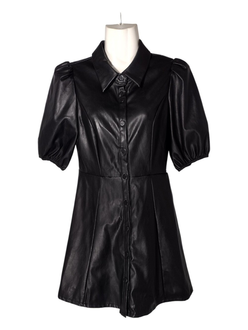 TCEC Dress Faux Leather Puff Sleeve Size S